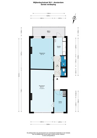 Floorplan - Wijttenbachstraat 38-1, 1093 JC Amsterdam